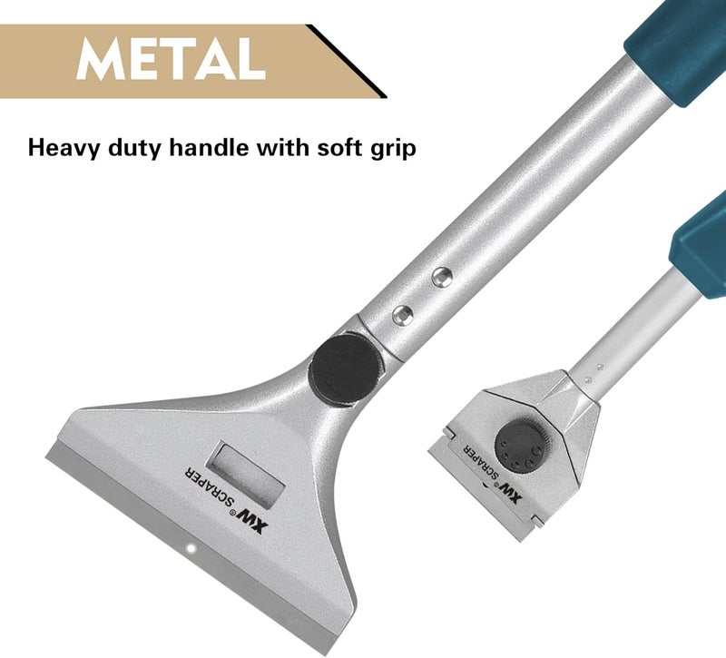 XW Razor Blade Paint Scraper Set, Heavy Duty Putty Knife with Quick Blade Change, Extra 20 PCS Blades Included, 2-Pack - Image 2